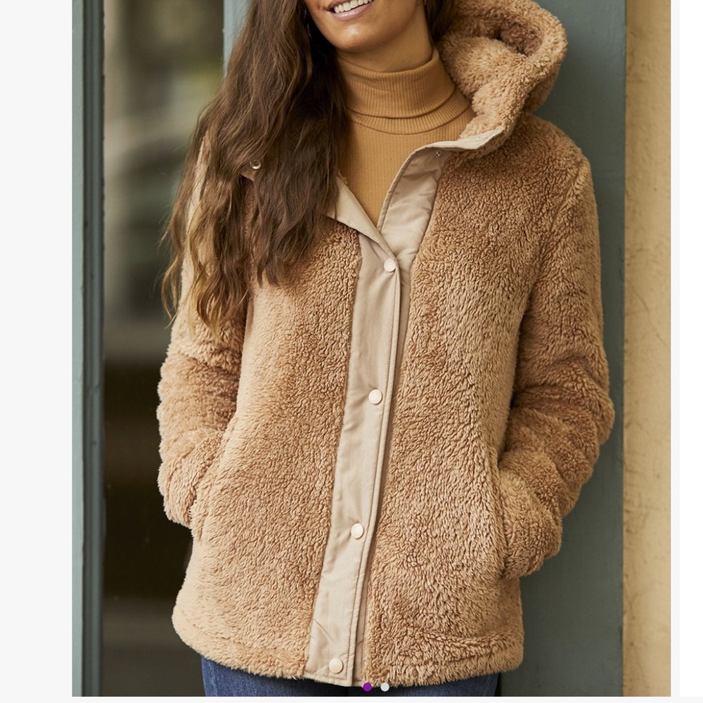 Steve Madden tan brown teddy style snap up jacket. SZ.XL-1X. NWT
